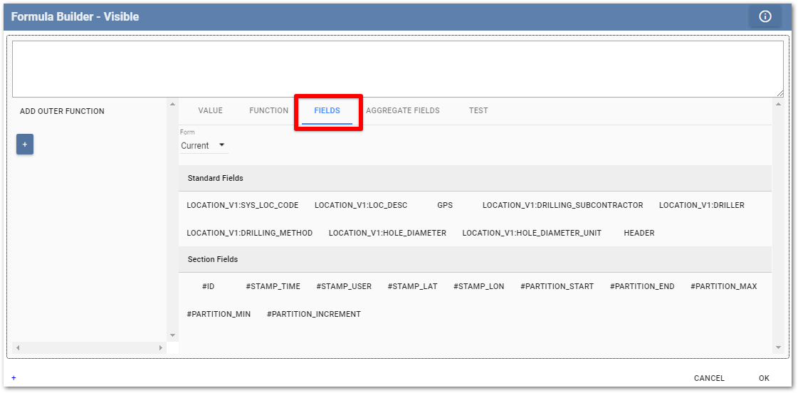 Fields in Template Builder